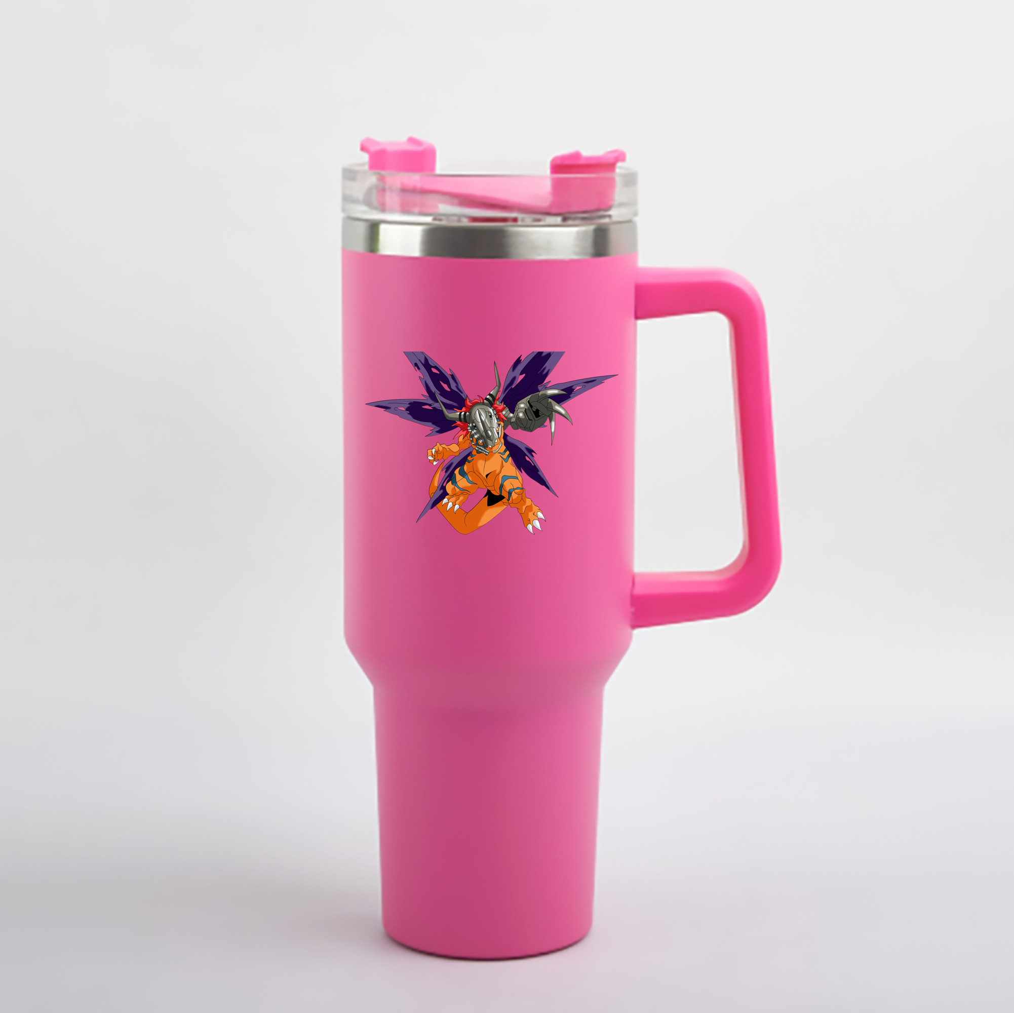 （画像用） Digimon デジタルモンスター/デジモン 1200mL車用タンブラー - クリスタルステッカー（プラスチックストロー付き）